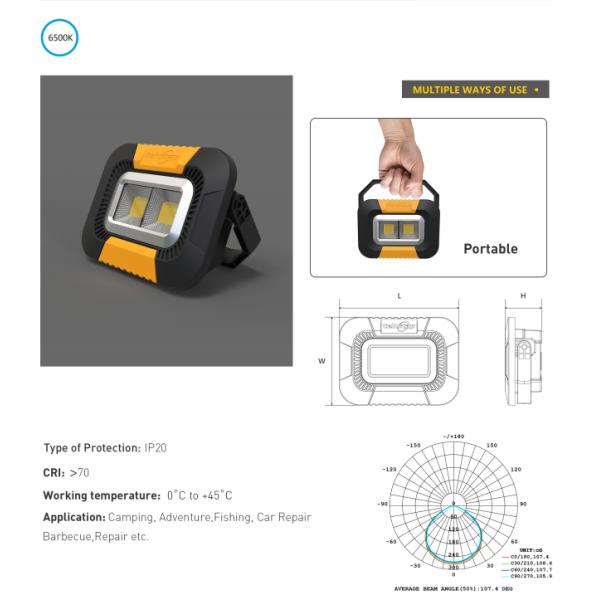Indoor 3.7V IP20 Portable LED Worklight ABS Material With Handle