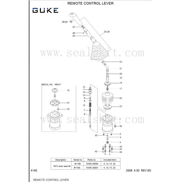Hyundai Excavator R210-7 Joystick Pilot Valve Pusher Pistion Kit Pluge XKAY-00608