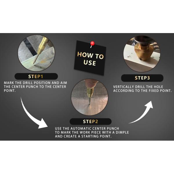 Step Drill Bit Set & Automatic Center Punch- Unibit, Titanium Coated, Double Cutting Blades, High Speed Steel, Short Len