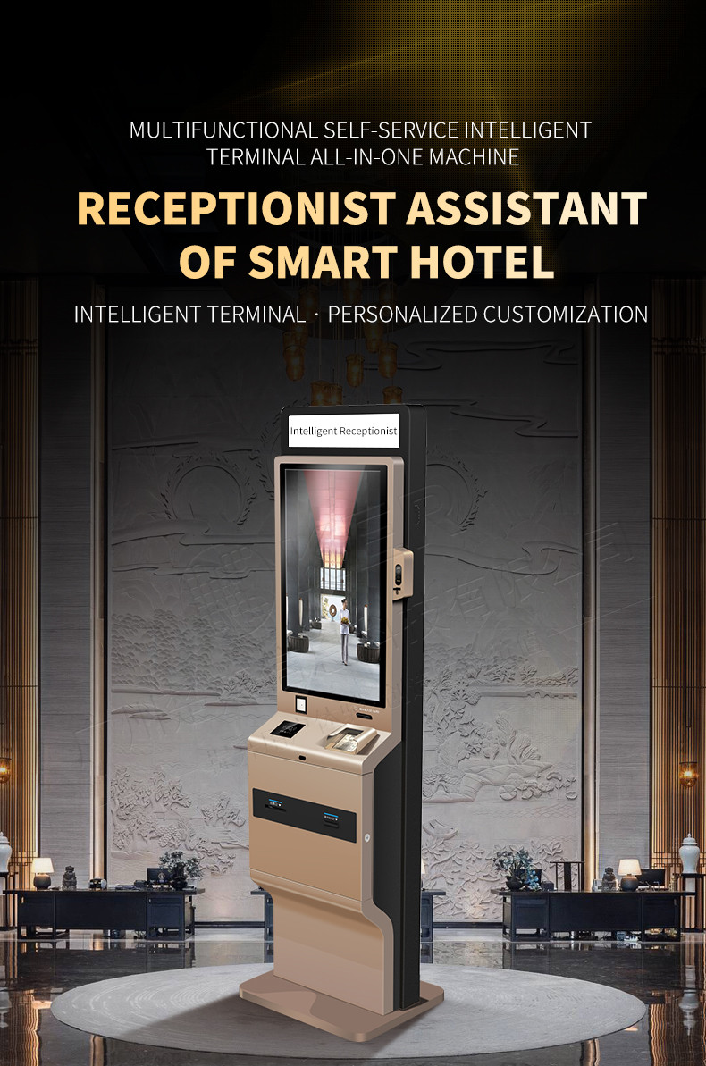 Floor stand touch screen hotel automatic payment terminal kiosk cash check in self-service terminal kiosk