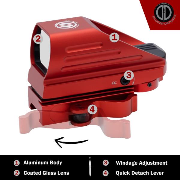 Hunting Pistol Red Dot Reflex Sight Scope With Quick Detach Mount