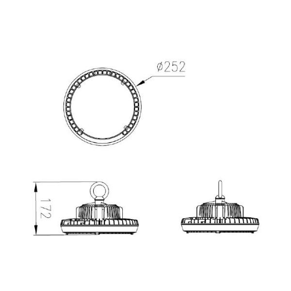 80W UFO High Bay Light with Sling chain, rings bracket