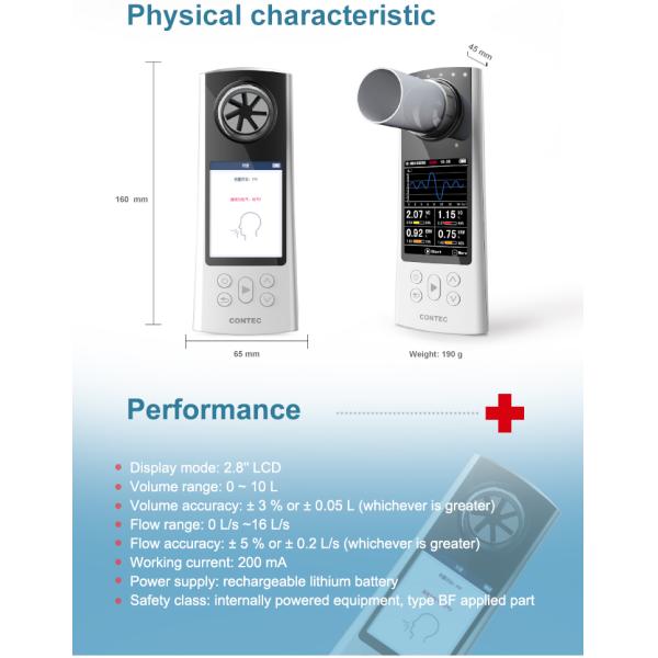 CONTEC SP80B USB CE Color Display Spirometer USB OC Software BT Spirometry Lung Volumetric Device FVC