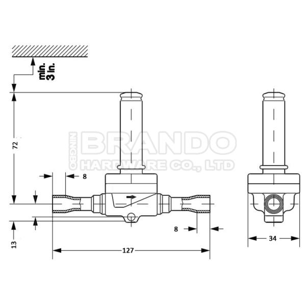 EVR6-012S dimension 032L1209 032L7144 032L7308 EVR 6 1/2'' Inch Solder Air Conditioner Valve