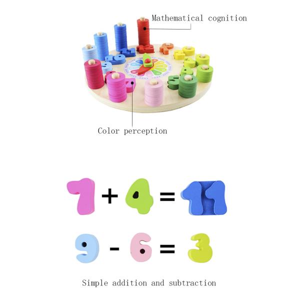 Geometry Clock Wooden Puzzle Numbers Montessori Counting Toy