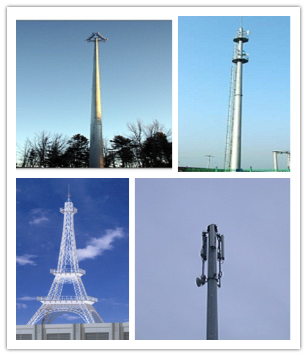 Steel Telecom Cellular Antenna Mono Pole Tower For Communication , ISO 9001
