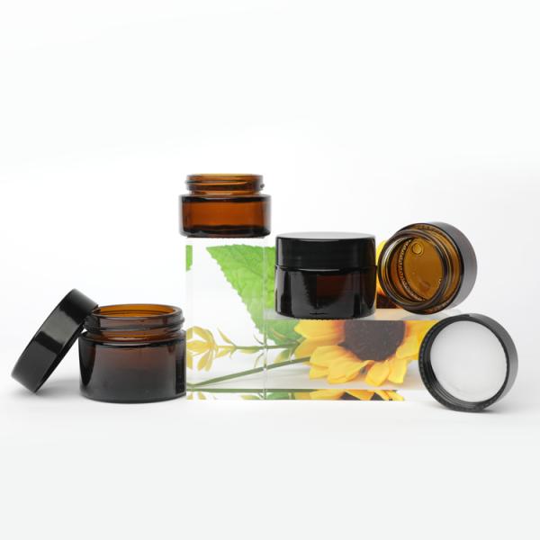 20g 30g Green Glass Cosmetic Jars Straight Round With Screw Cap