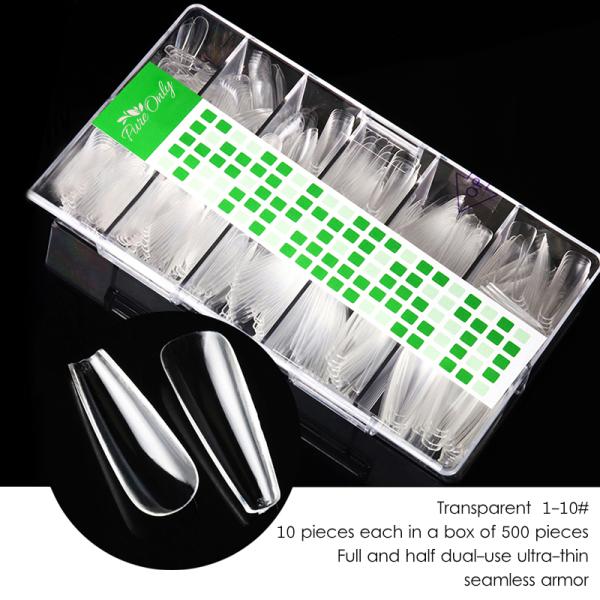 MSDS Certification Customized Accepted Designer Luxury 500Pcs Salon Fakenail False Long Ballet Virtual French Nail Tips