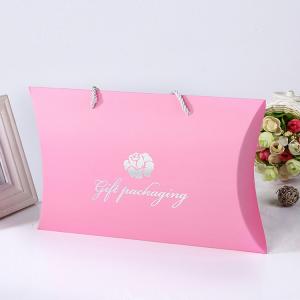 China Custom Logo Printing Paper Pink Pillow Gift Box Wholesale Pillow Box Packaging For Hair Bundles on sale