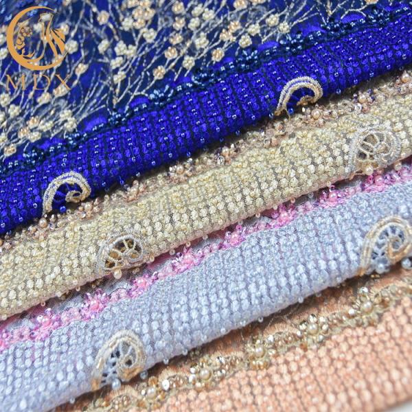 Water Soluble Sequined Lace Fabric 135cm Width African Textile Pattern Handmade