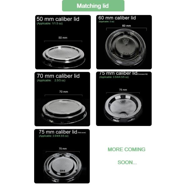 Clear Plastic Mini Disposable Sauce Cup Leak Resistant With Lid