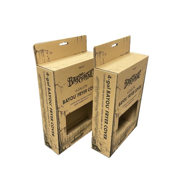 OEM Cardboard Display Box Kraft Paper Hang Box Packaging With Transparent Window