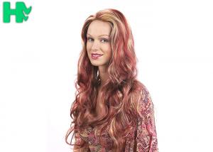 China Multi Layered Haircuts Long Curly Full Lace Synthetic Wigs , Synthetic Fiber Skin Part Wig on sale