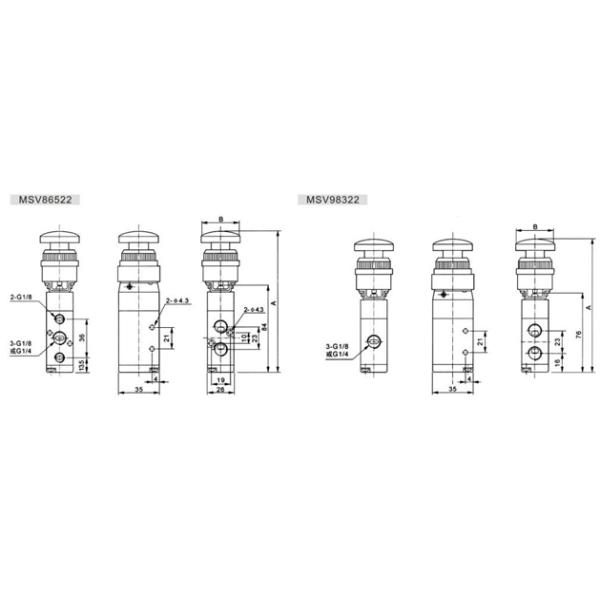 MSV Mechanical Control Valve G1/4" 0.8Mpa,Pneumatic Machine Control Valve