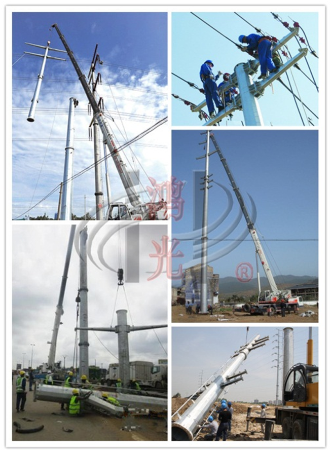 Transmission Pole Octagonal Electrical Power Pole 25FT Steel Power Poles