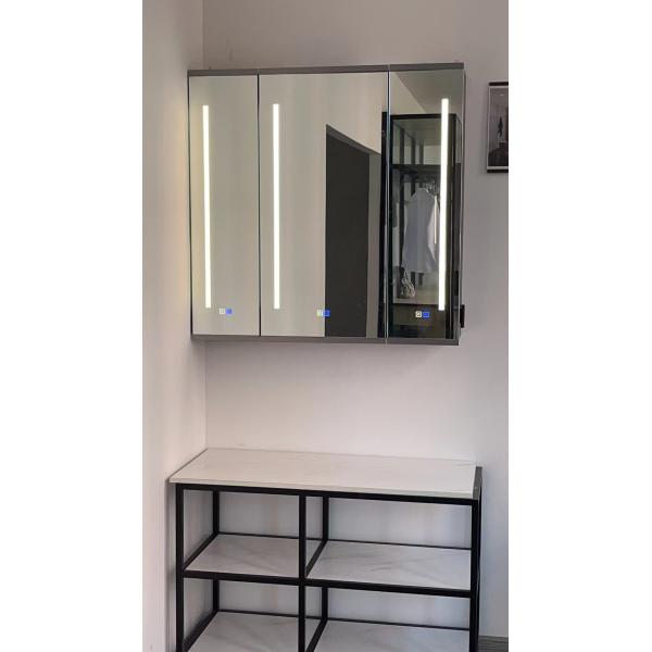 Hotel Wall Mounted Home Smart Aluminum Bathroom Mirror Cabinets With Led Light