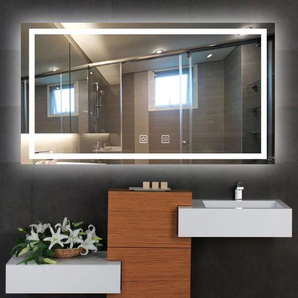 5mm Silvery LED Bathroom Mirror With Radio / Bluetooth Touch Screen
