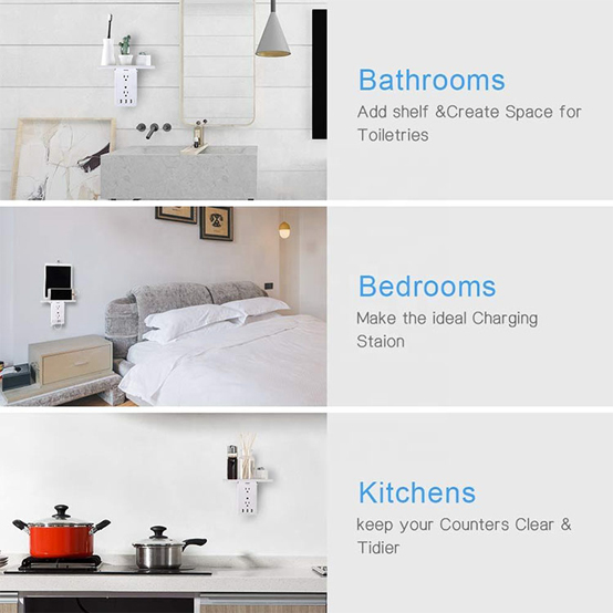 Wall Power Socket with Surge Protector ETL cETL Passed 3sides*2outlet 3USB