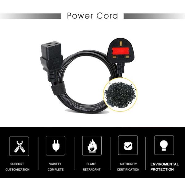 16A BS1363 to C19 Power Cord 1.8m for Computers and UPS