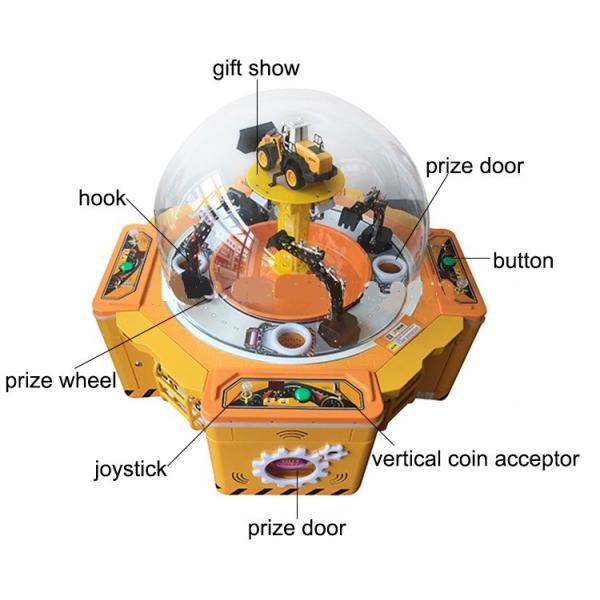 Interesting Gift Vending Machine / Yellow Arcade Toy Grabber Machine