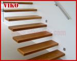 Floating Staircase VK57C 304 stainless steel Tread American Oakstrip Stringer