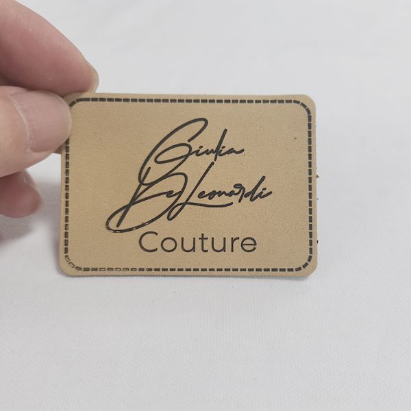 OEM High Quality Custom Laser Engraved PU Leather Sew on Jeans Jacket Printing Logo