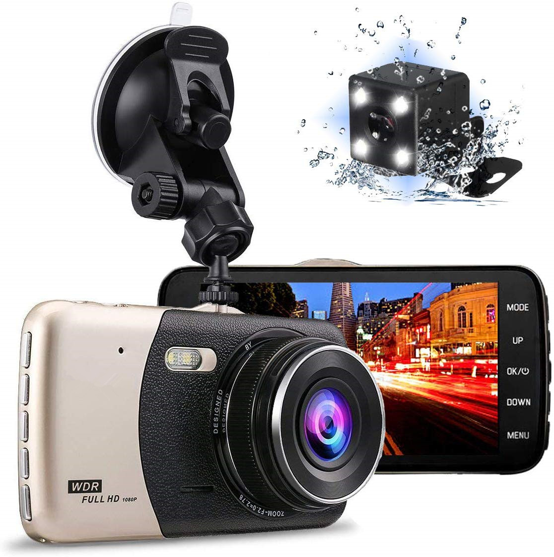 1080P OEM ODM Front And Rear Dash Cam Front And Rear Wireless
