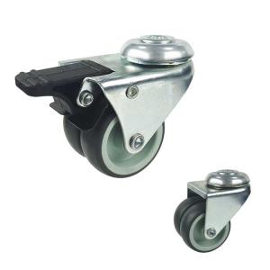 China Lockable 3 Bolt Hole Swivel Soft TPR twin wheel swivel casters for furniture on sale