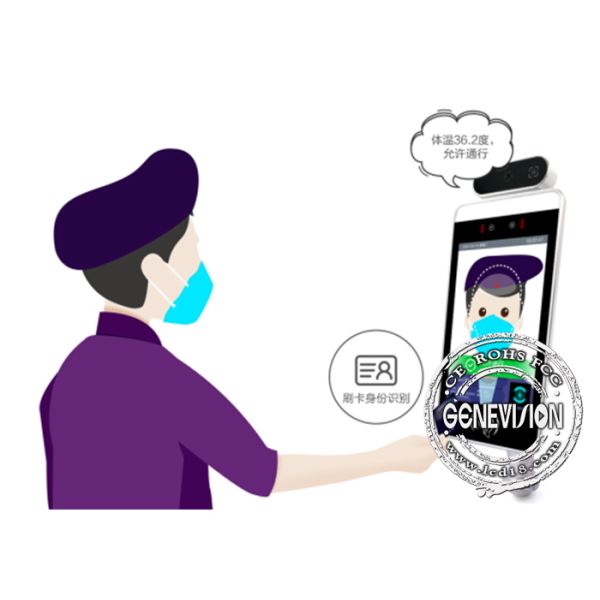 8" EU Health Code Scanner AI Camera Smart Pass LCD Screen With Temperature Detection Sensor