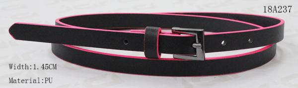 Quality Narrow Black Womens Fashion Belts With Black Nickel Buckle & Pink Edge Painting for sale