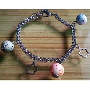Buy cheap Stainless Steel Chain Linked Murano Pandora Glass Beads Charms Bracelets,12 Styles product