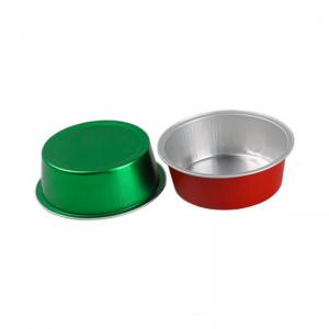 Buy cheap 150ml Disposable Aluminum Foil Food Containers Round Colorful Mini Cupcake Baking Cups With Lid product