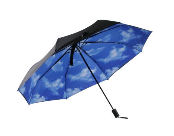 Quality Double Canopy Collapsible Patio Umbrella Sky Blue Color High Density Fabric for sale