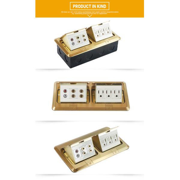 110V 250V Gold Polished Brass Alloy EU Floor Socket Box