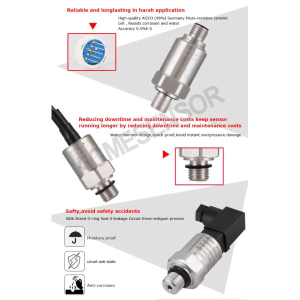 OEM RS485 Air Compressor Pressure Transducer 4-20mA Ceramic Pressure Sensor I2C
