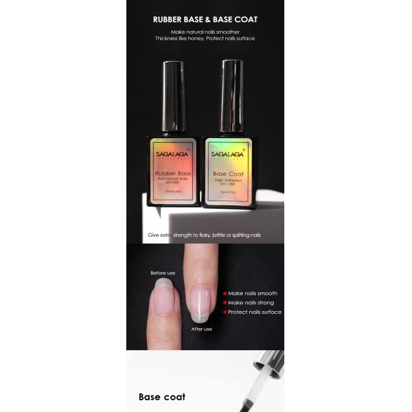 Easy Soak Off Rubber Cover Semi-Permanent Nail Polish Top Base Coat with Non-Toxic SAGALAGA Oem Resin Rubber Base Gel Sample