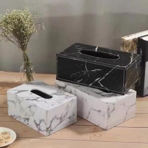 Buy cheap 250mm Length Marble Like Leather Tissue Boxes With Print Logo product
