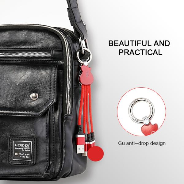 Sync 3 In 1 Keychain Cable For Samsung 2.4 A USB Cable IOS Android