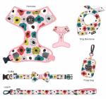 Custom Logo Collar Leash Harness Set Polyester Dog Harness Leash