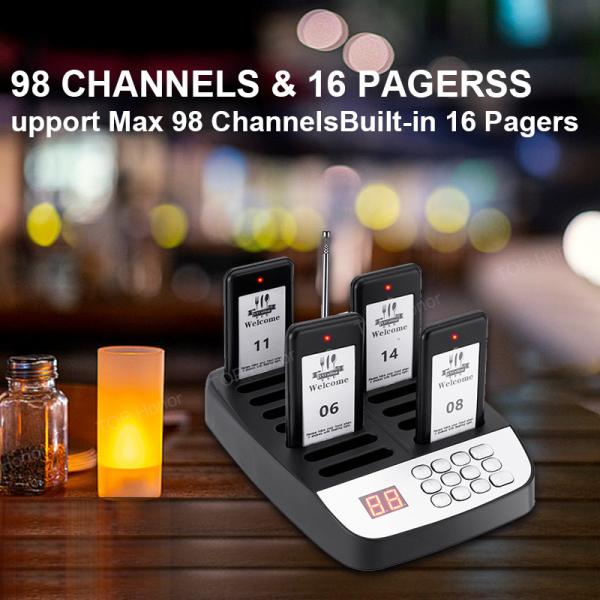 Quality 16 Pagers Pager System Up To 98 Buzzers Wireless Call System With Vibration Flicker And Buzzer For Churches for sale
