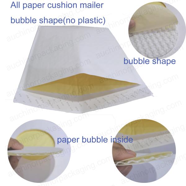 White 2 layer Eco Friendly Padded Mailers With Bubble Shape
