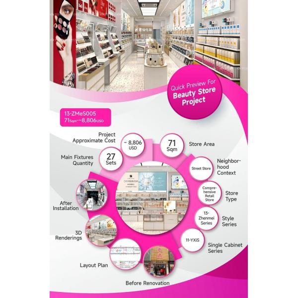 13-ZMeS005, Zhenmei Series Cosmetic Shop in Yingcheng featuring 27 Main Fixtures within 71 Sqm and Approx. $8,806 Budget