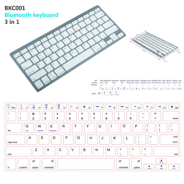 Lightweight Bluetooth Keyboard , Ultra Slim Keyboard Wireless For IOS Android Wins