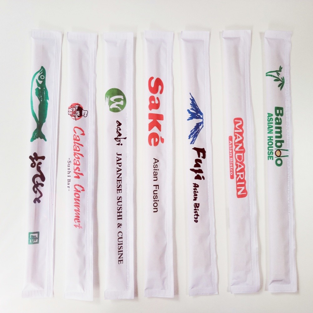 Wholesale delicate customize bamboo chopstick natural Round/Twin/Tensoge bamboo chopsticks individual paper sleeve