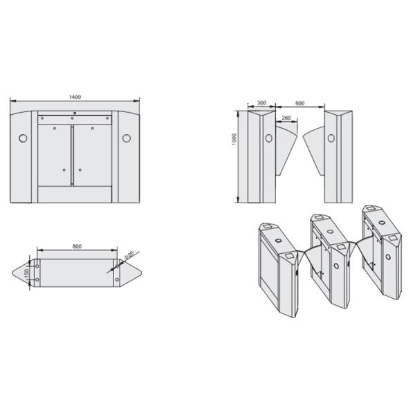 Indoor or Outdoor Waterproof Versatile Retractable Flap Barrier with Sound Alarm
