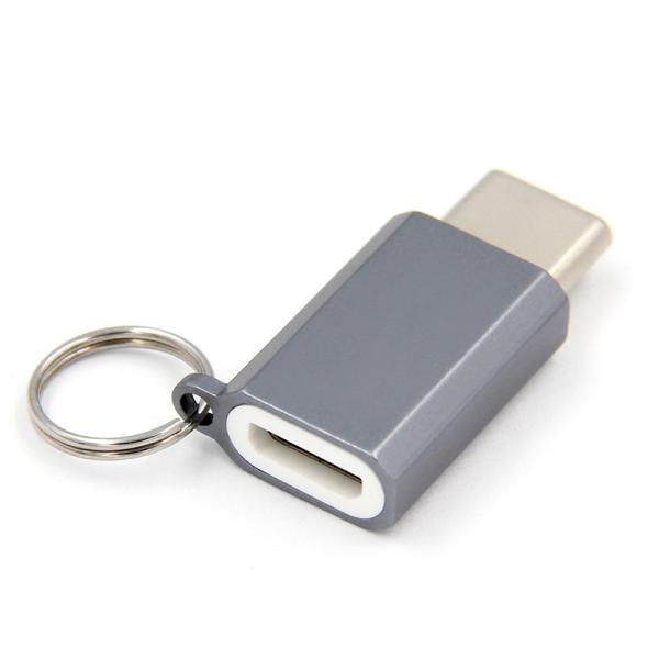 Grey Usb C To Usb Adapter , OCC Laptop Charger Type C Converter With Keychain
