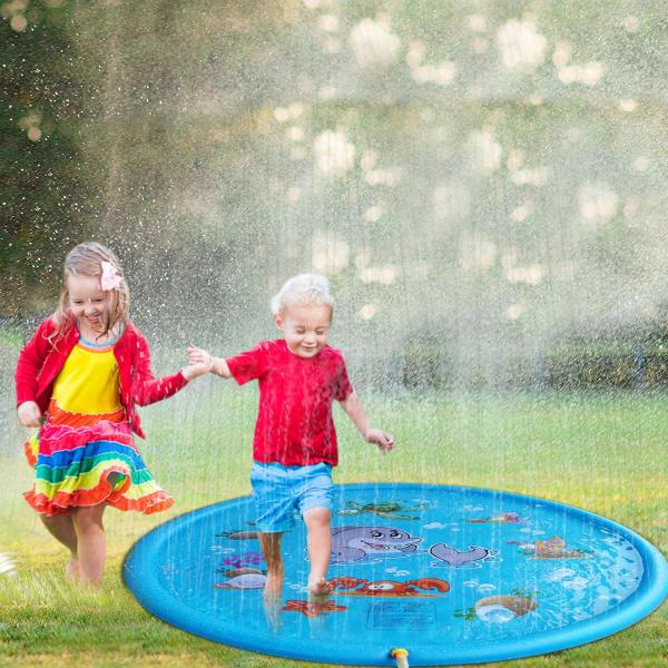 LC Air Sprinkler Pad Splash Play Mat 59" Outdoor Water Toddler Toys Summer Fun Game Perfect Inflatable Outdoor Toys Sprinkle