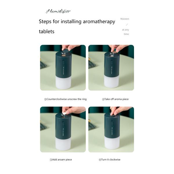 Electric Aroma Rechargeable Mini Humidifier 300ml 2000 Mah Wireless Portable