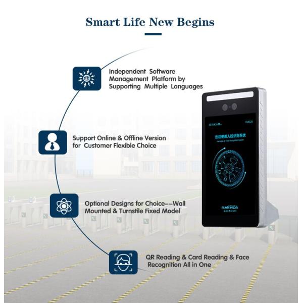 4.3 Inch Touch Screen Face Recognition Terminals Speed Within 0.2s
