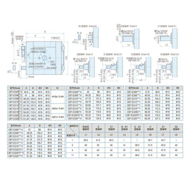 Small Volume Hydraulic Gear Pump CBT - E3 External Hydraulic Pump For